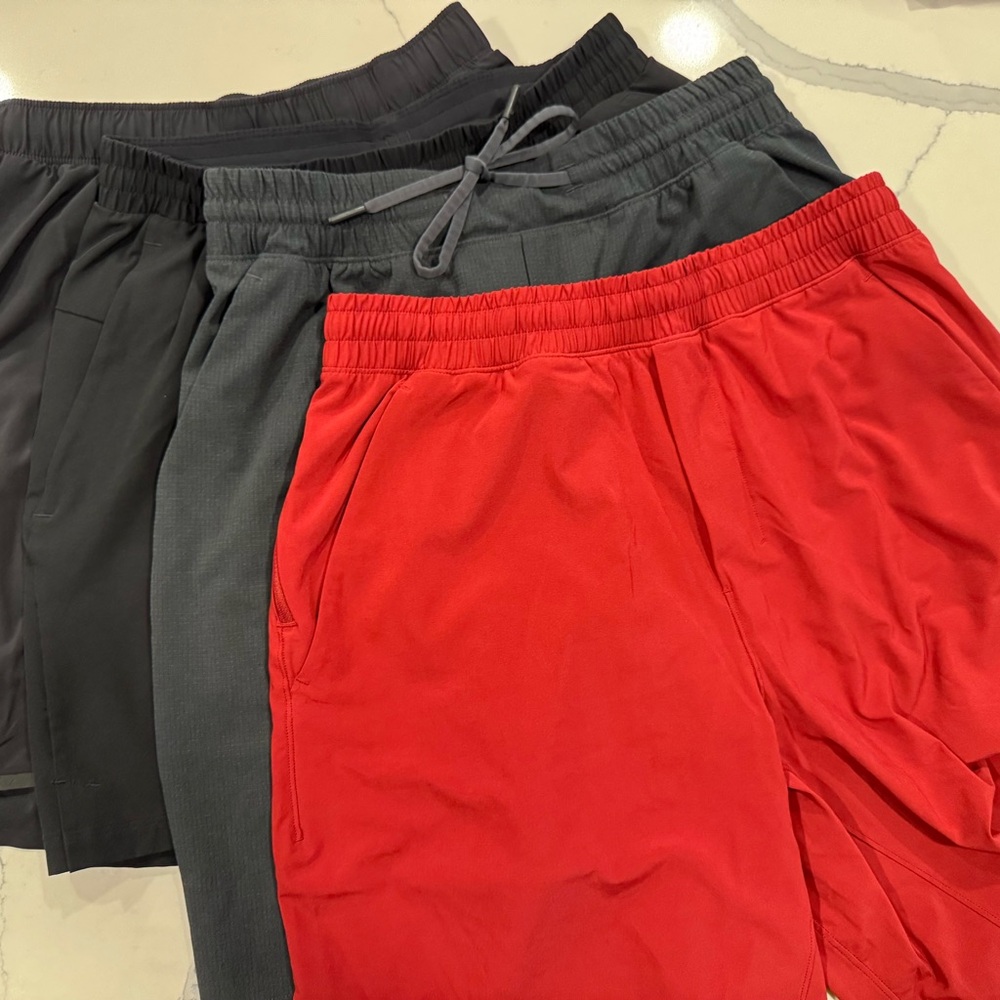 Men's Red and Gray Shorts